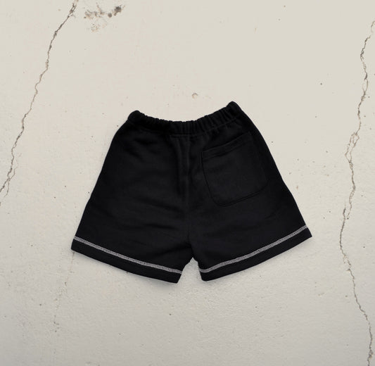 Contrast stitch short in Black