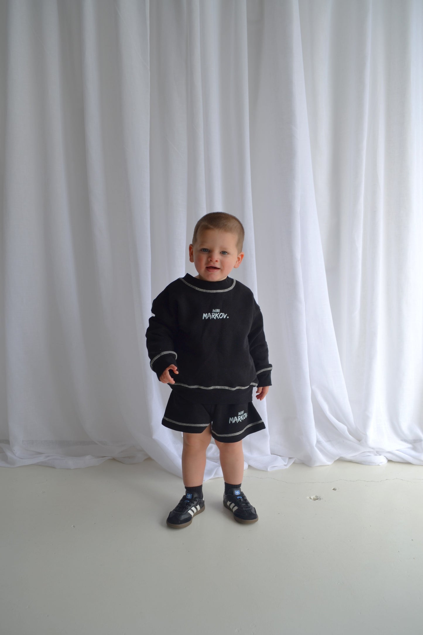 Contrast stitch jumper in Black
