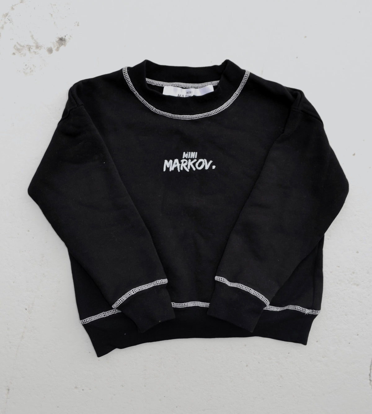 Contrast stitch jumper in Black