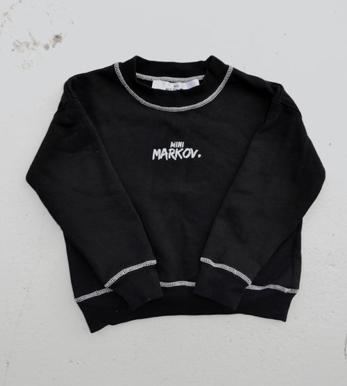 Contrast stitch jumper in Black