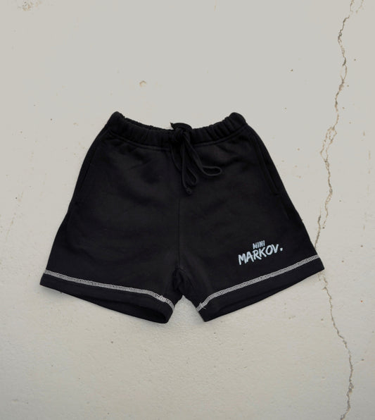 Contrast stitch short in Black