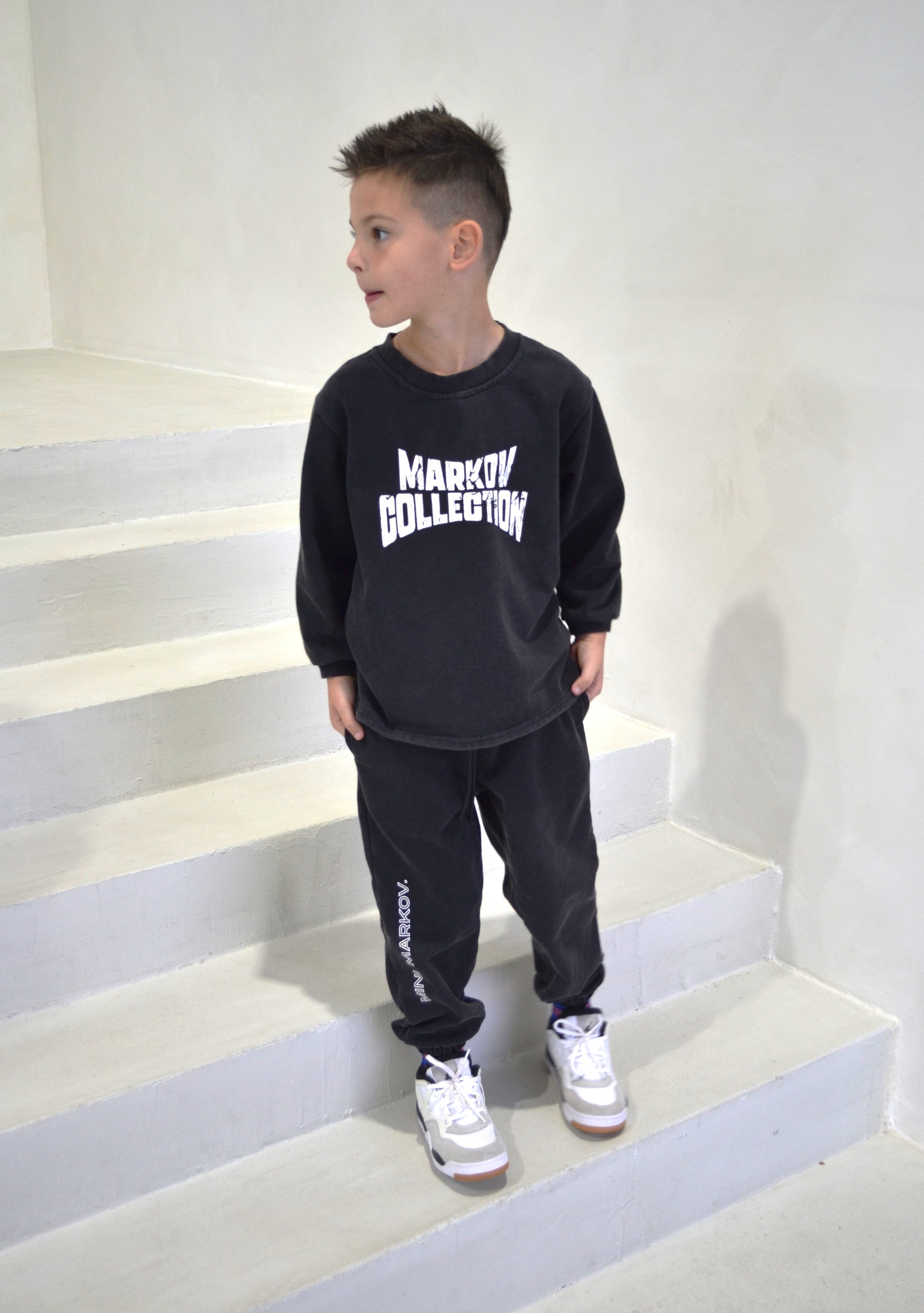 Washed black trackpants