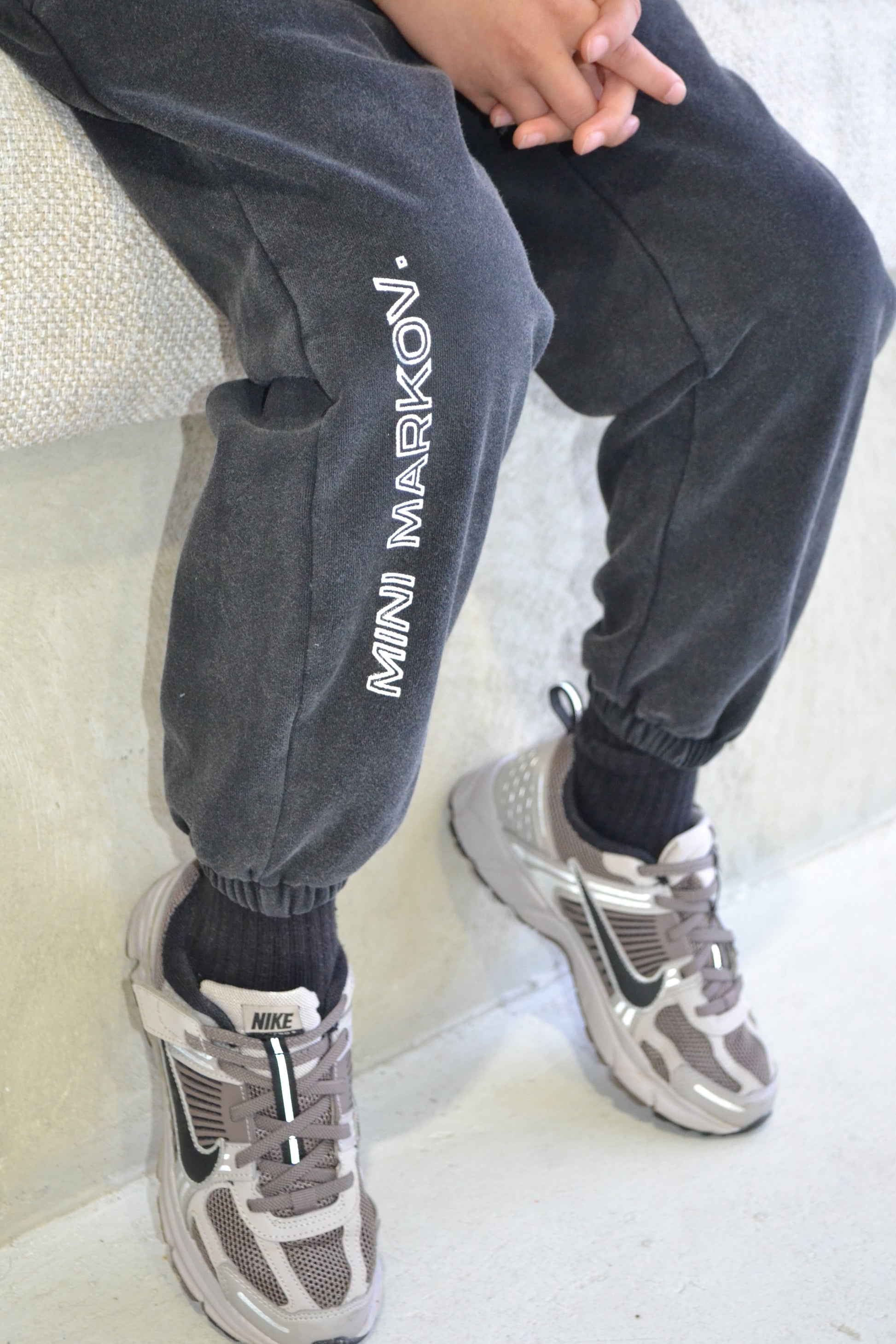 Washed black trackpants