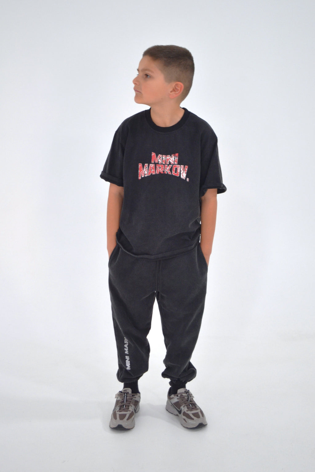 Washed black trackpants