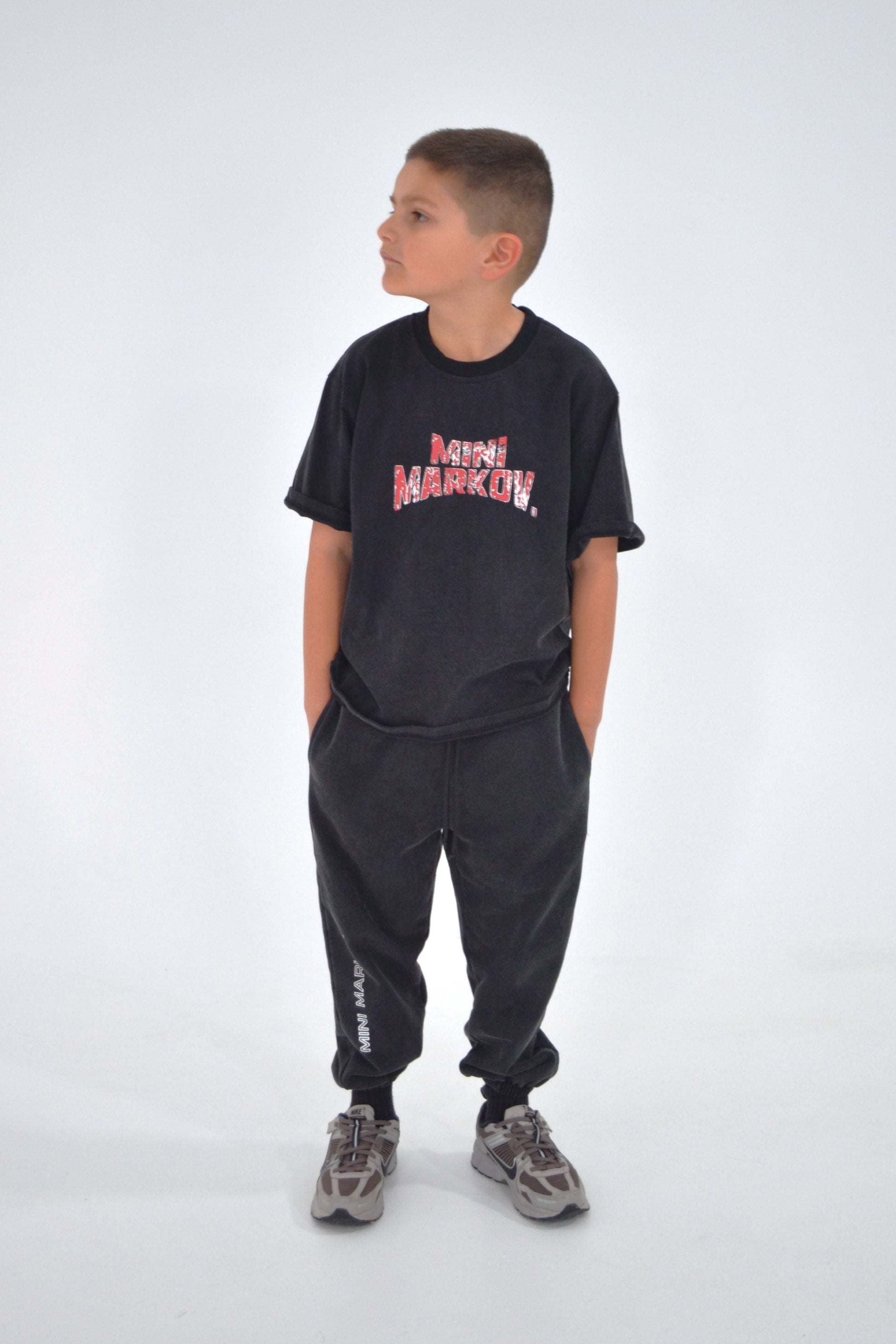 Washed black trackpants
