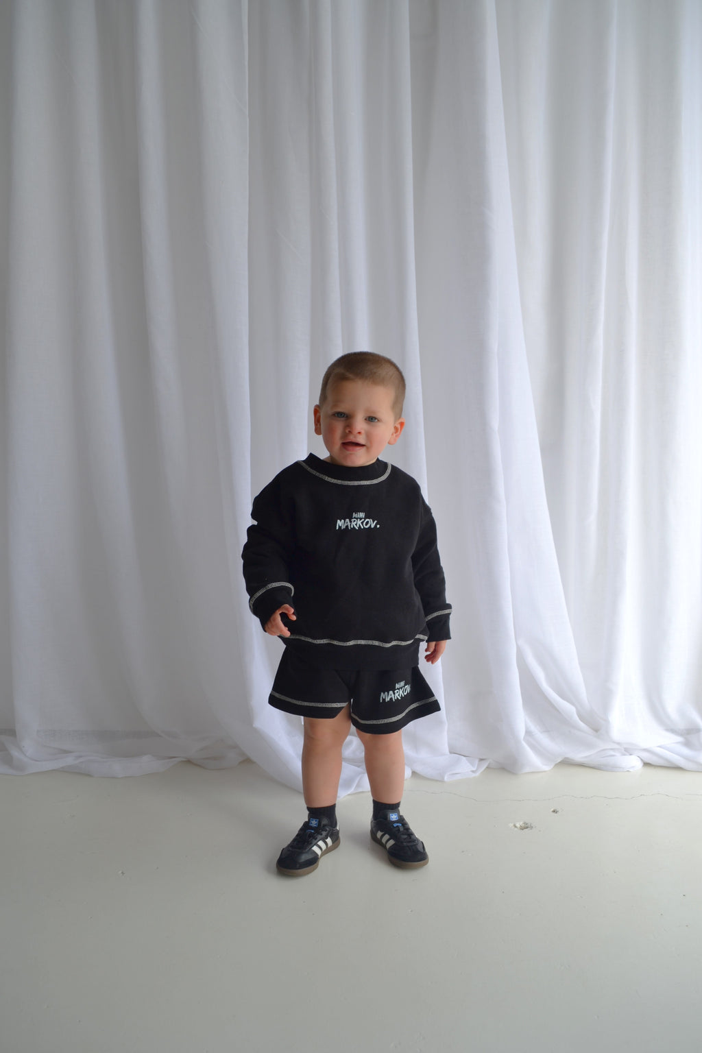 Contrast stitch jumper in Black